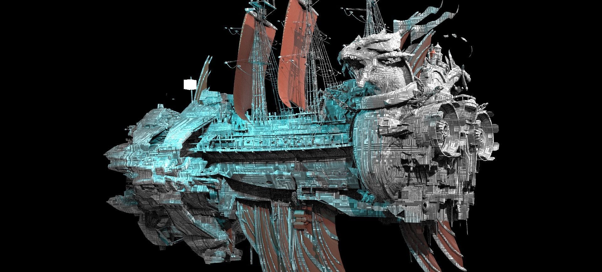 Silver Drake Airship Military vessel 4 designs  3D model_7