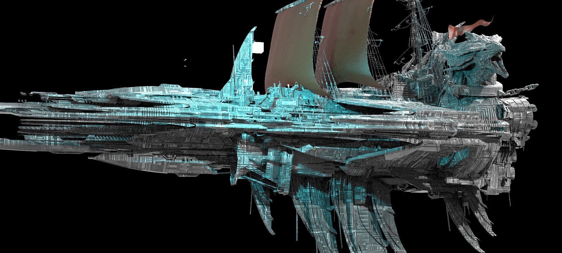 Silver Drake Airship Military vessel 4 designs  3D model_5