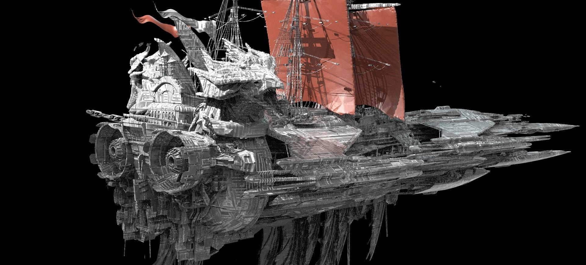 Silver Drake Airship Military vessel 4 designs  3D model_3