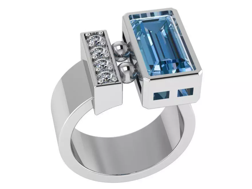 Rectangle Shape  Wide Ring 0135 3D print model_0