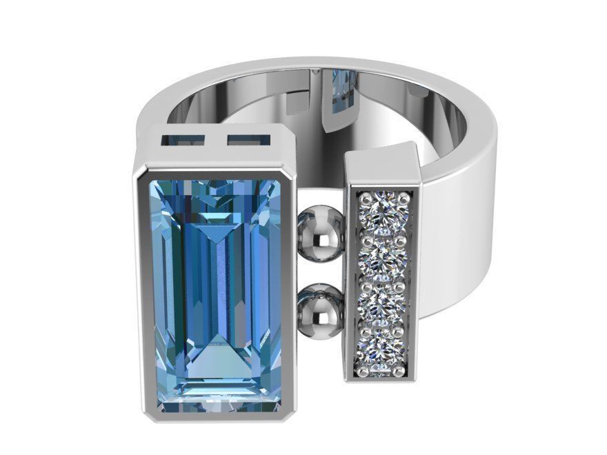 Rectangle Shape  Wide Ring 0135 3D print model_2