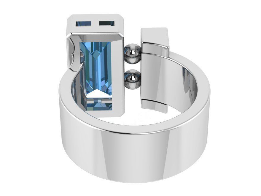 Rectangle Shape  Wide Ring 0135 3D print model_3