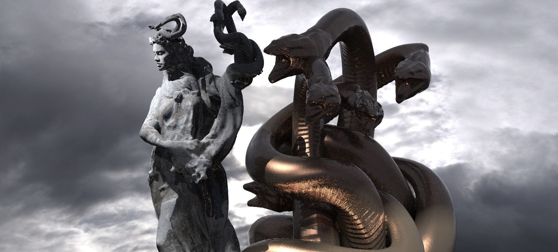 Medusa With Hydra statue 3D model_1