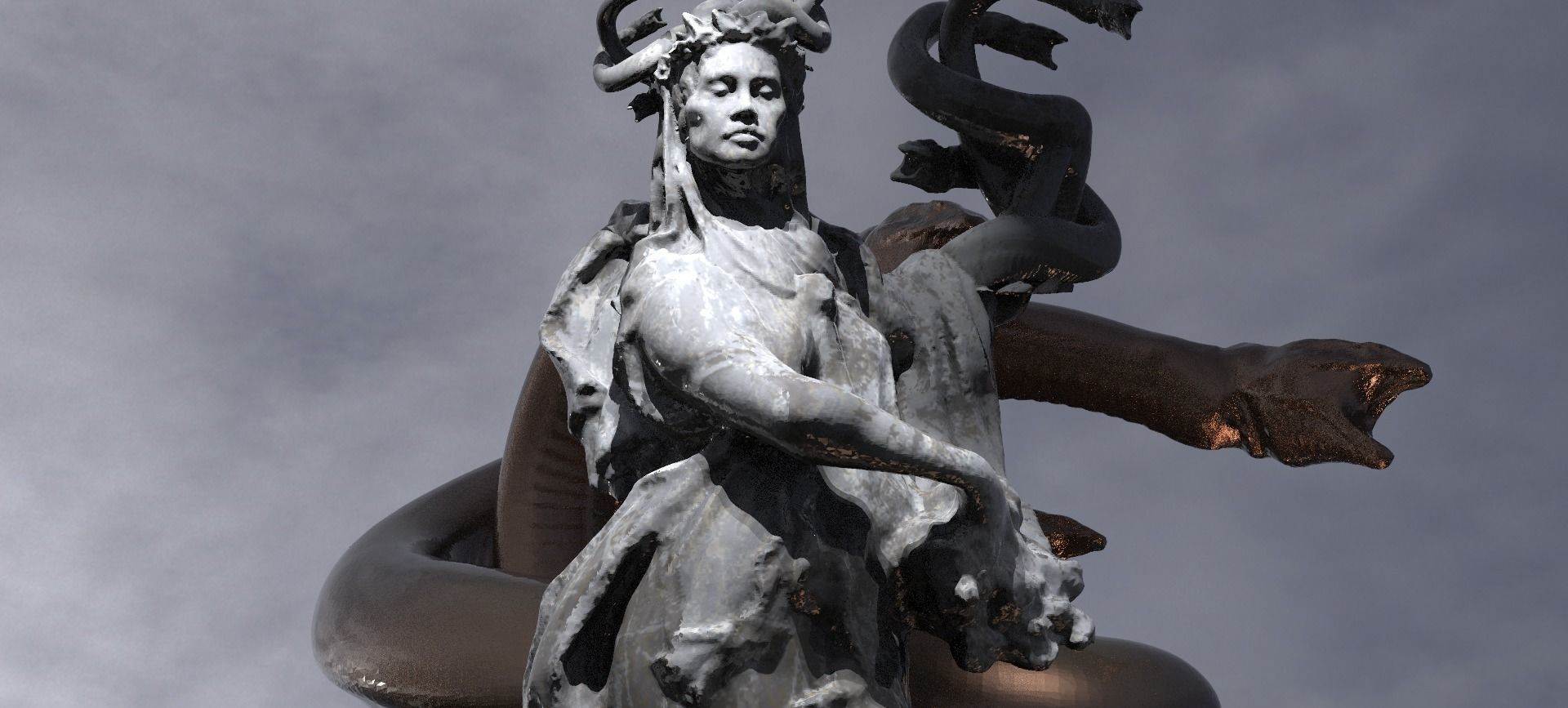 Medusa With Hydra statue 3D model_7