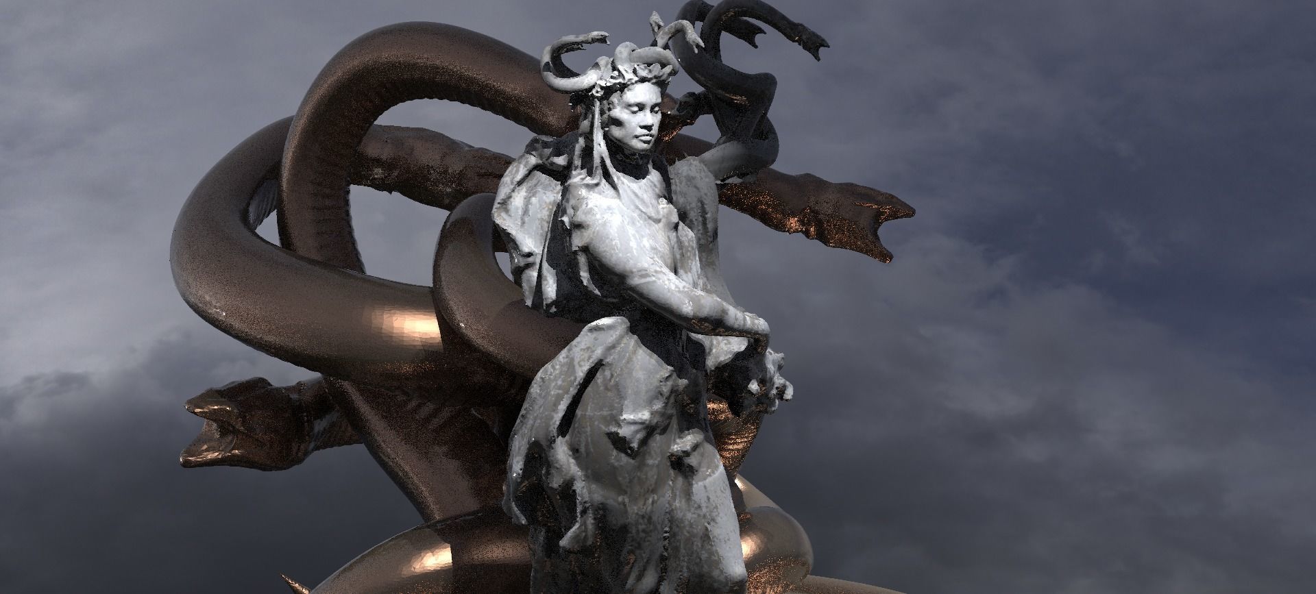 Medusa With Hydra statue 3D model_6