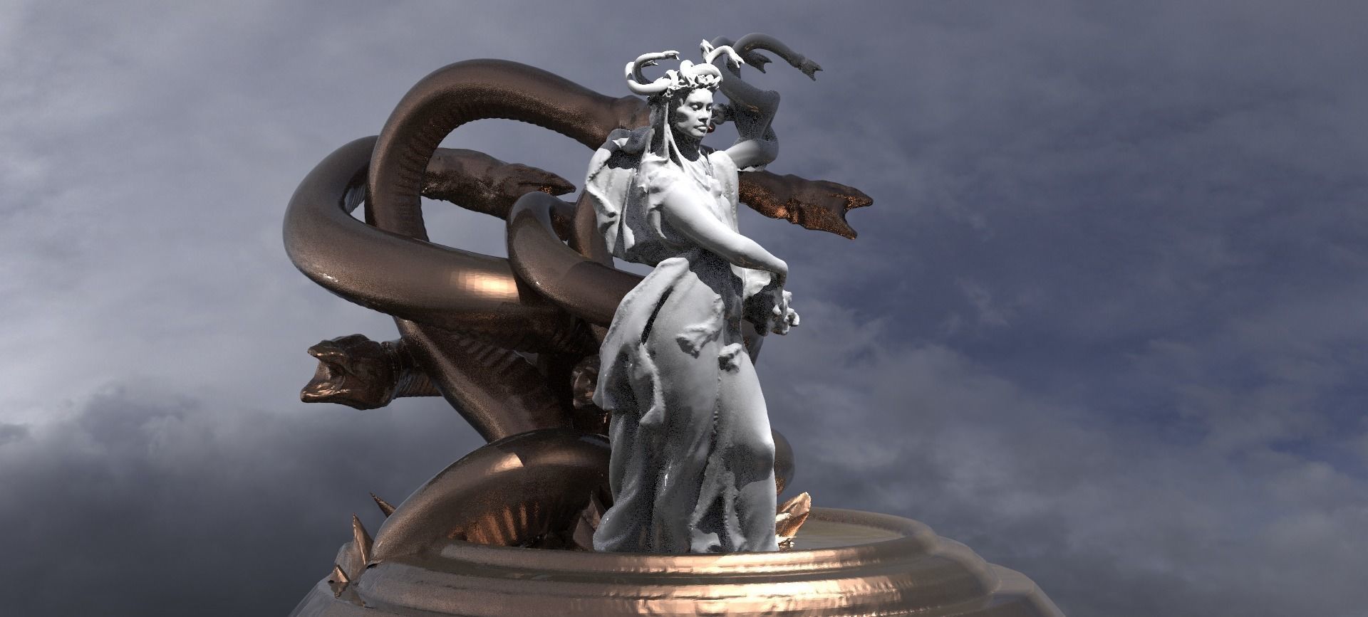 Medusa With Hydra statue 3D model_2