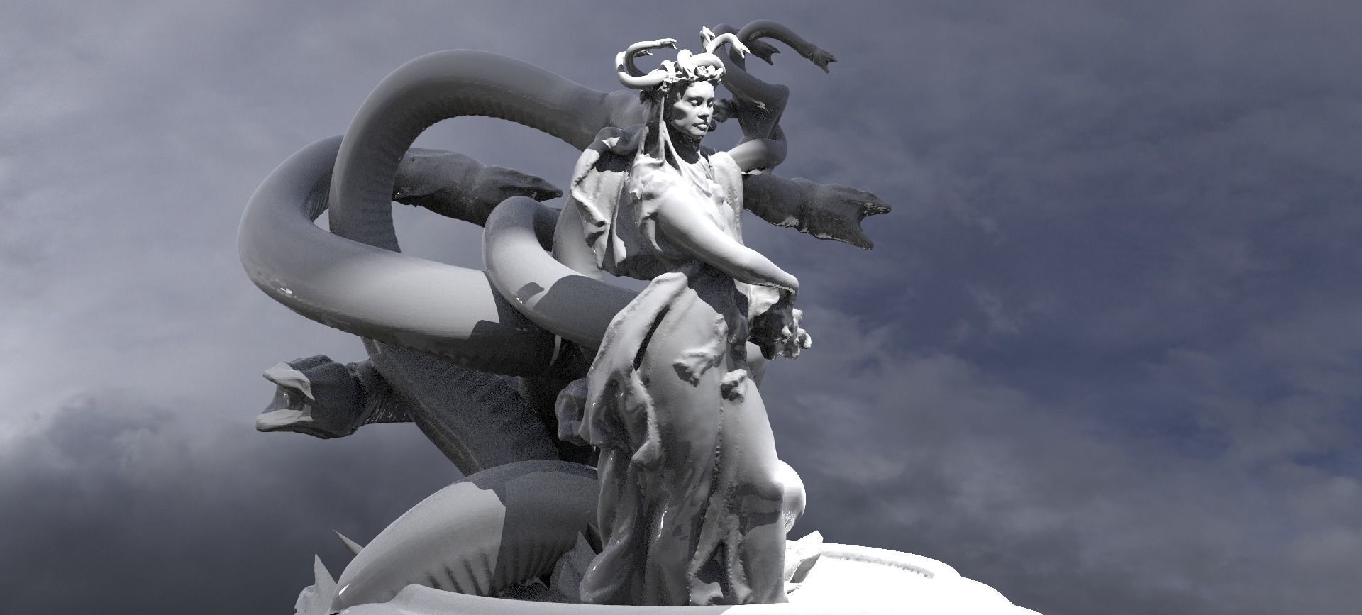 Medusa With Hydra statue 3D model_3