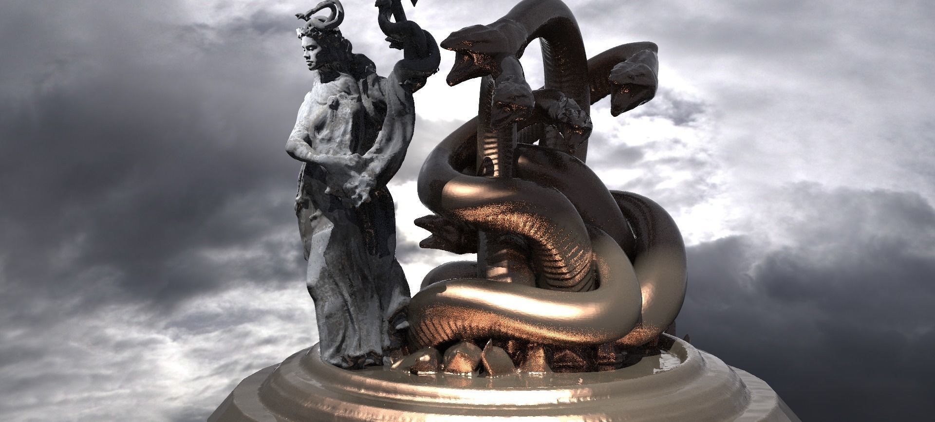 Medusa With Hydra statue 3D model_8