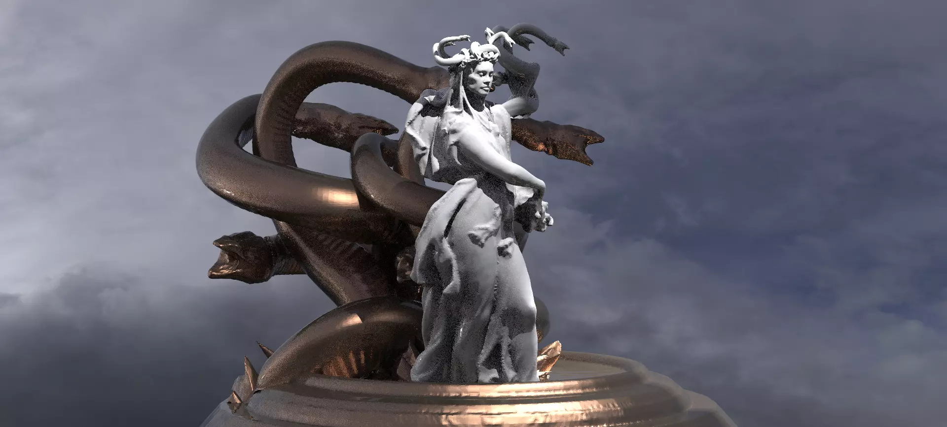 Medusa With Hydra statue 3D model_0