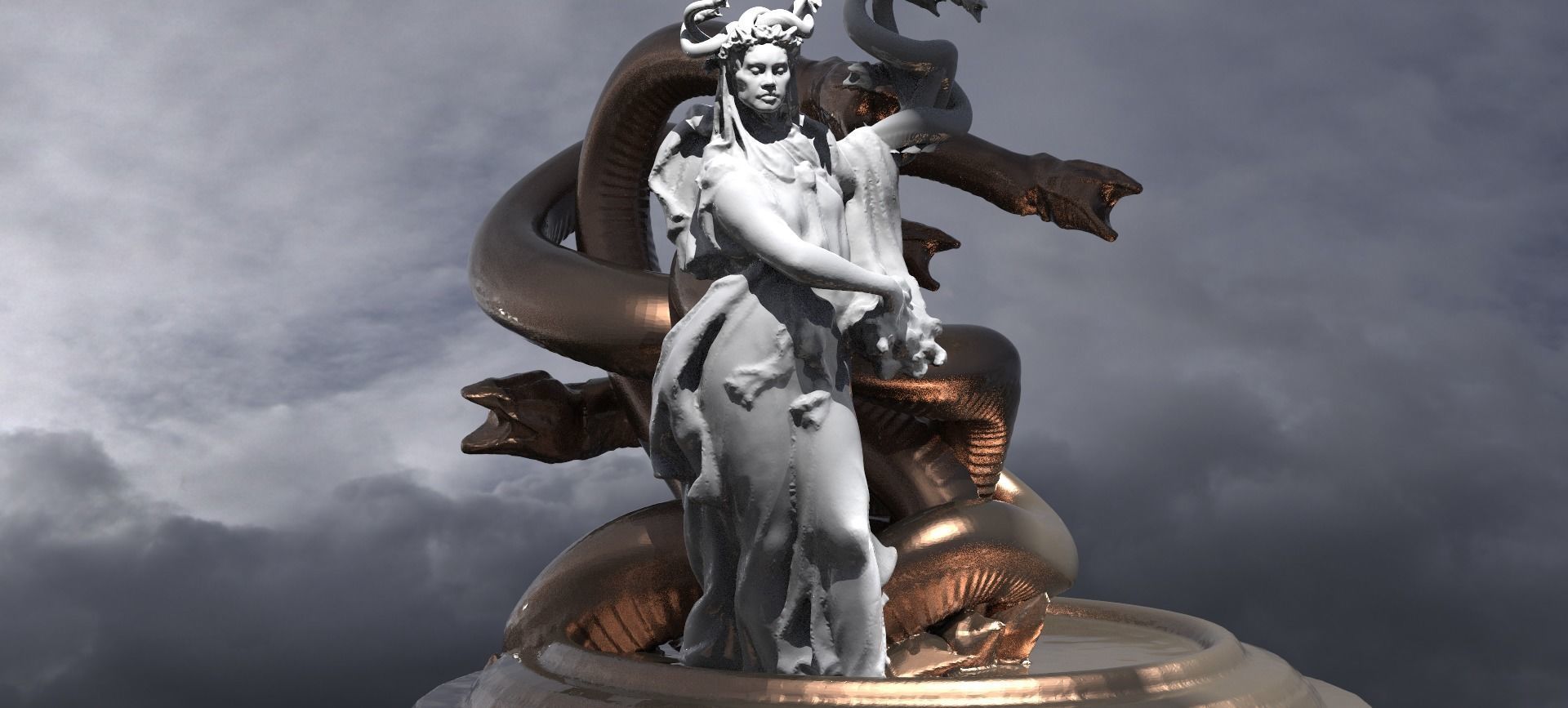Medusa With Hydra statue 3D model_5