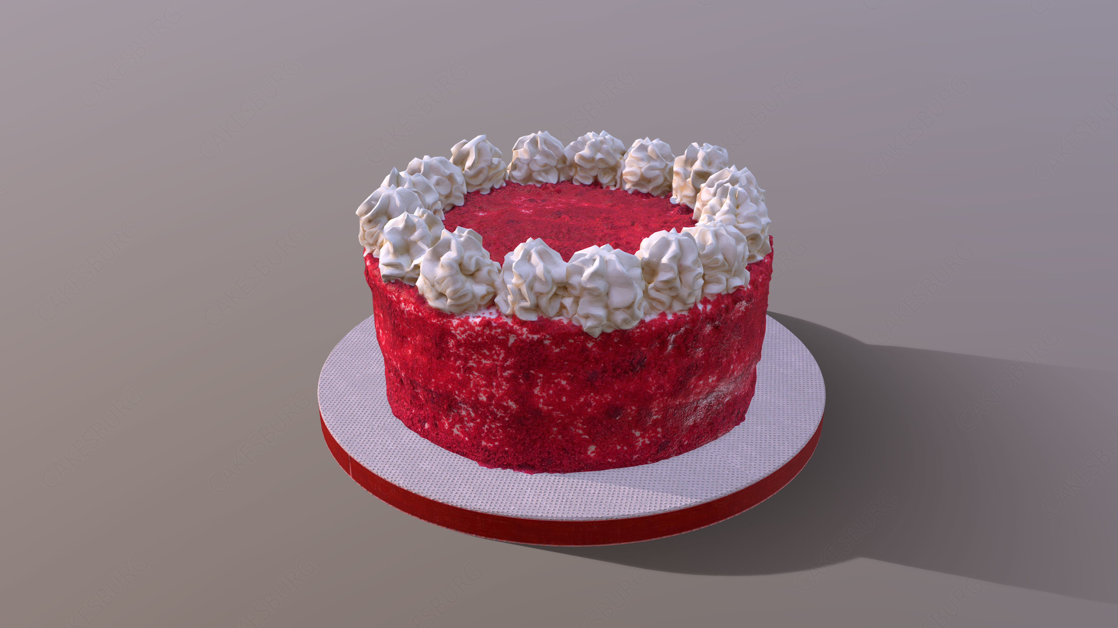 Red Velvet Cake Low-poly 3D model_1