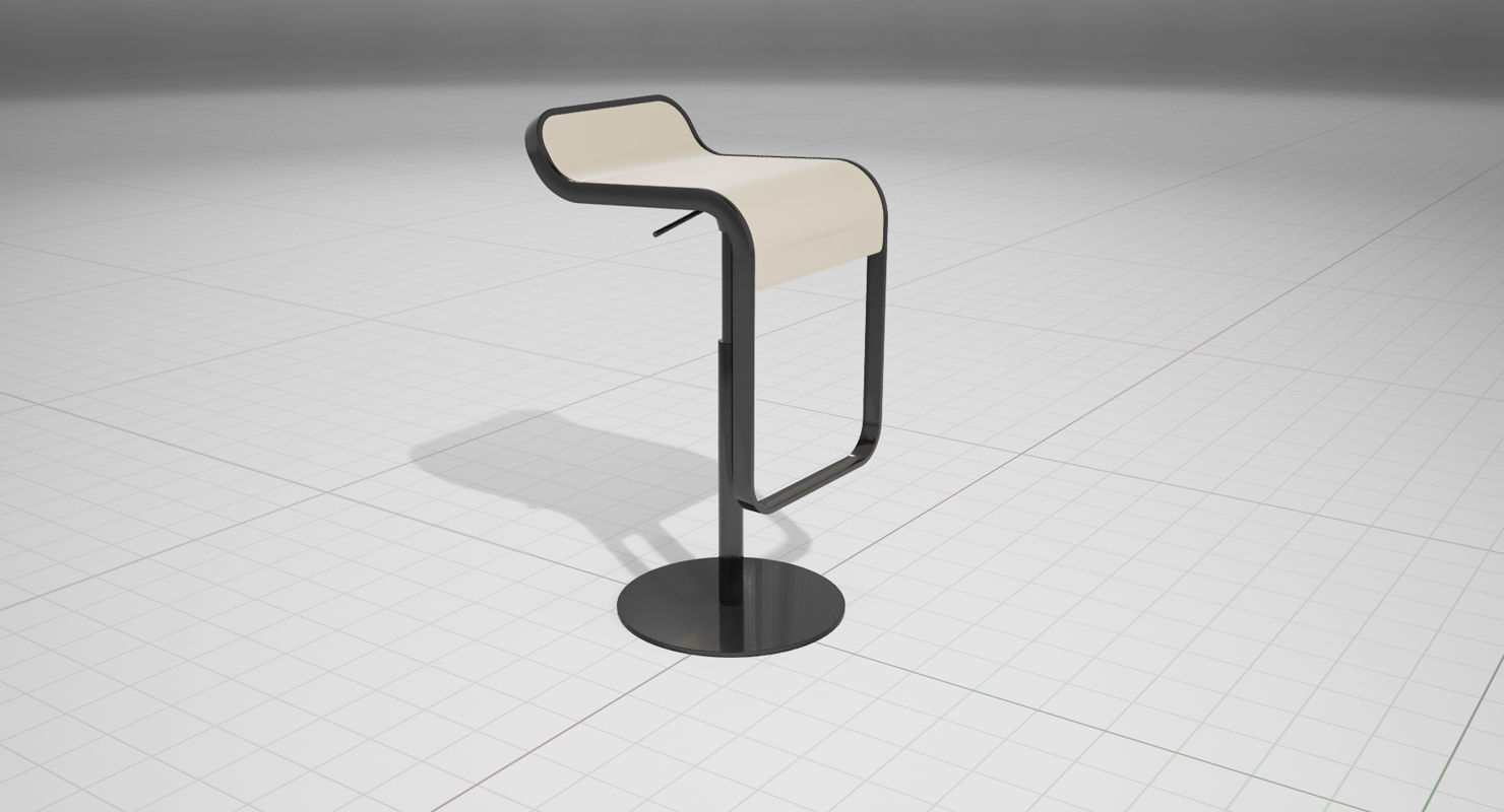 LEM Piston Bar Stool UE4 Low-poly 3D model_5