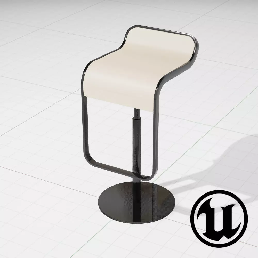LEM Piston Bar Stool UE4 Low-poly 3D model_0