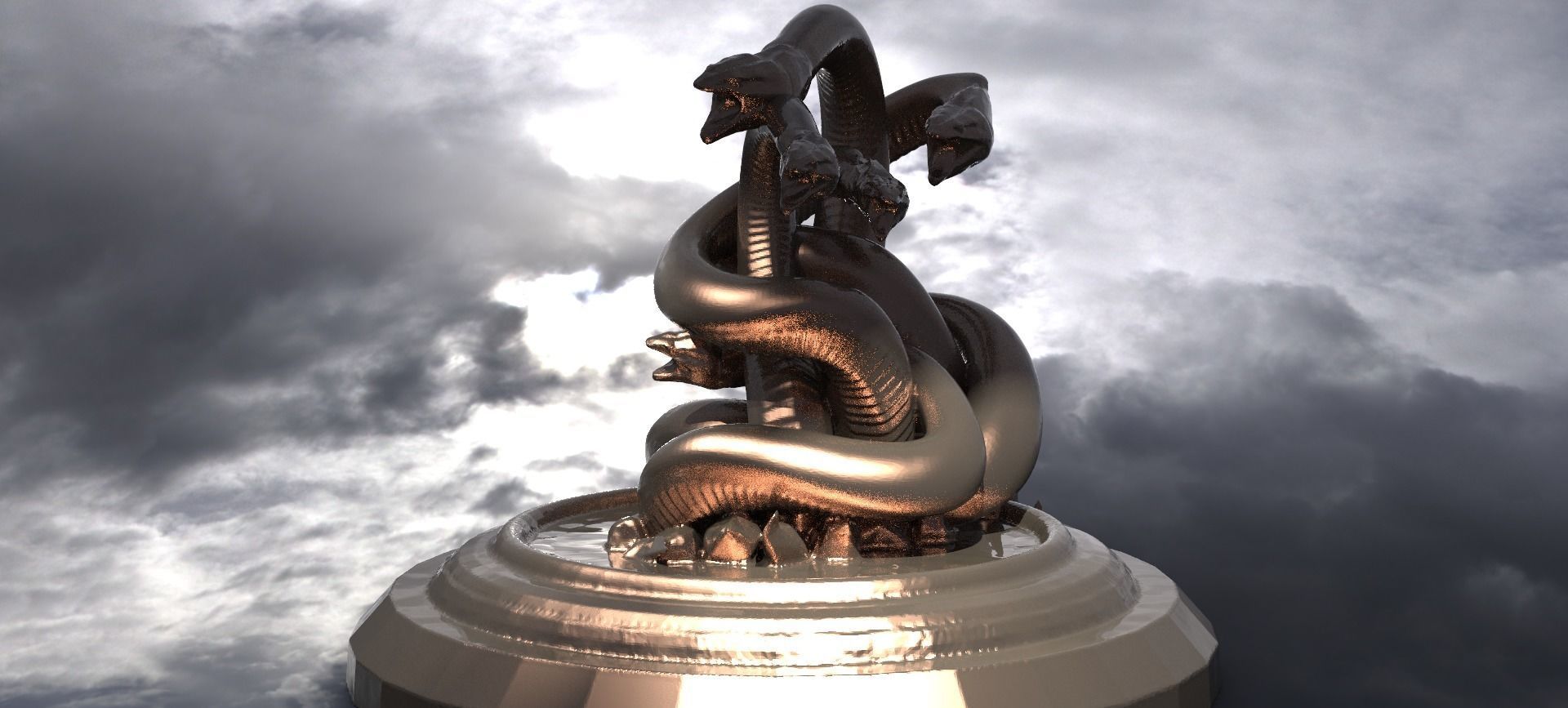 Snake Totem Statue  3D model_1