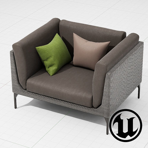 Dedon Mu Chair 001 UE4 Low-poly 3D model