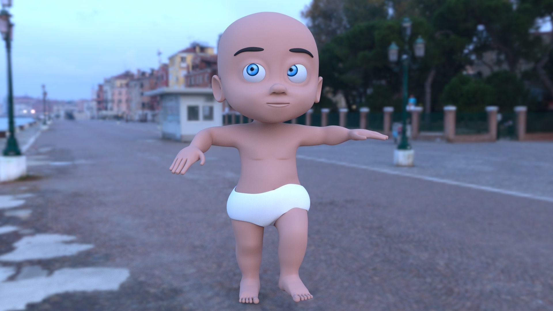 Baby Character 3D Model Low-poly 3D model_3