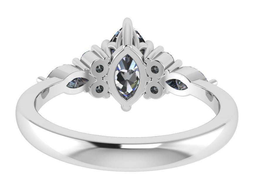 Marquise Shape Diamond Ring 0136 3D print model_3