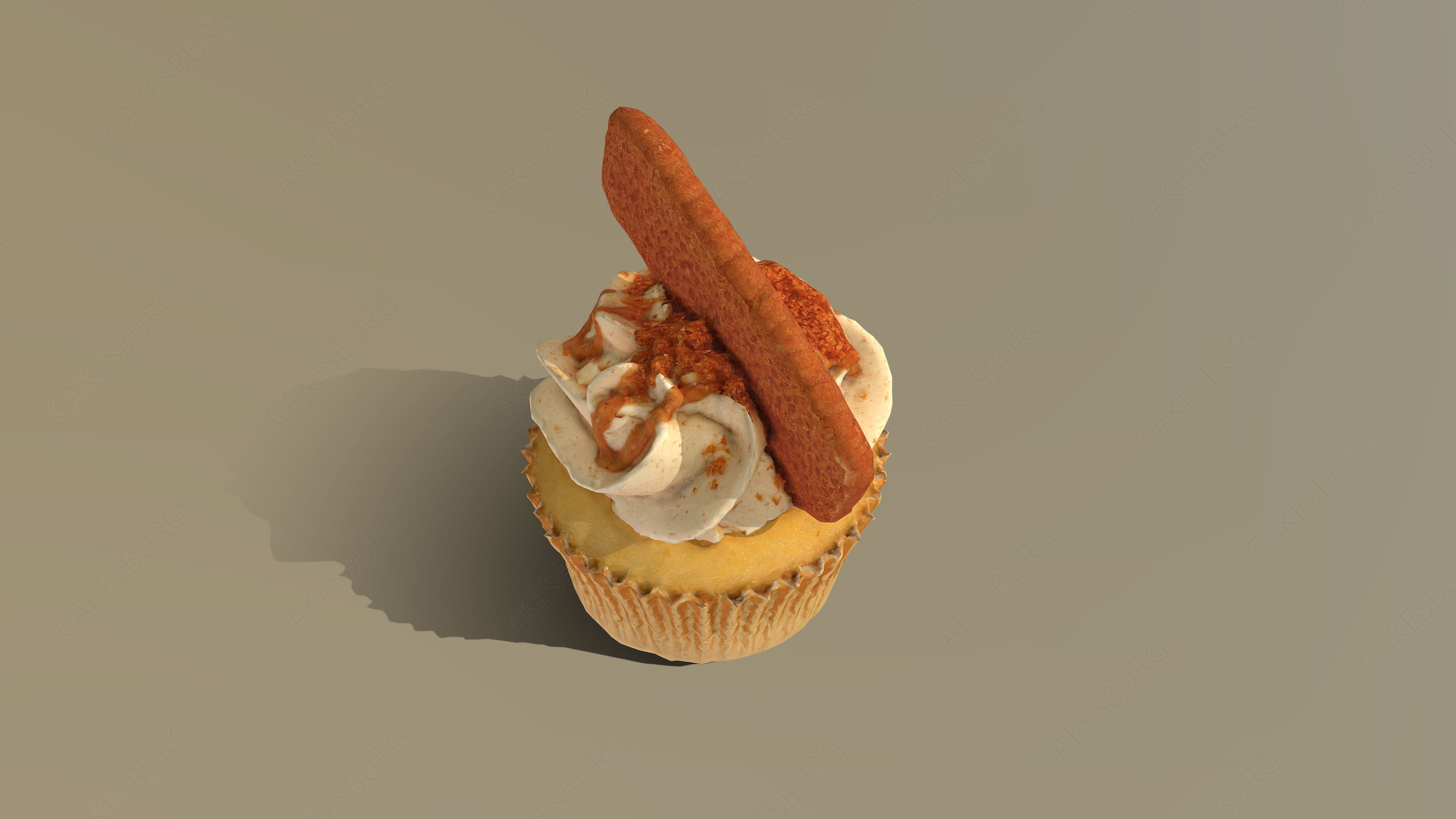 Biscoff Caramel Biscuit Cupcake 3D model_3