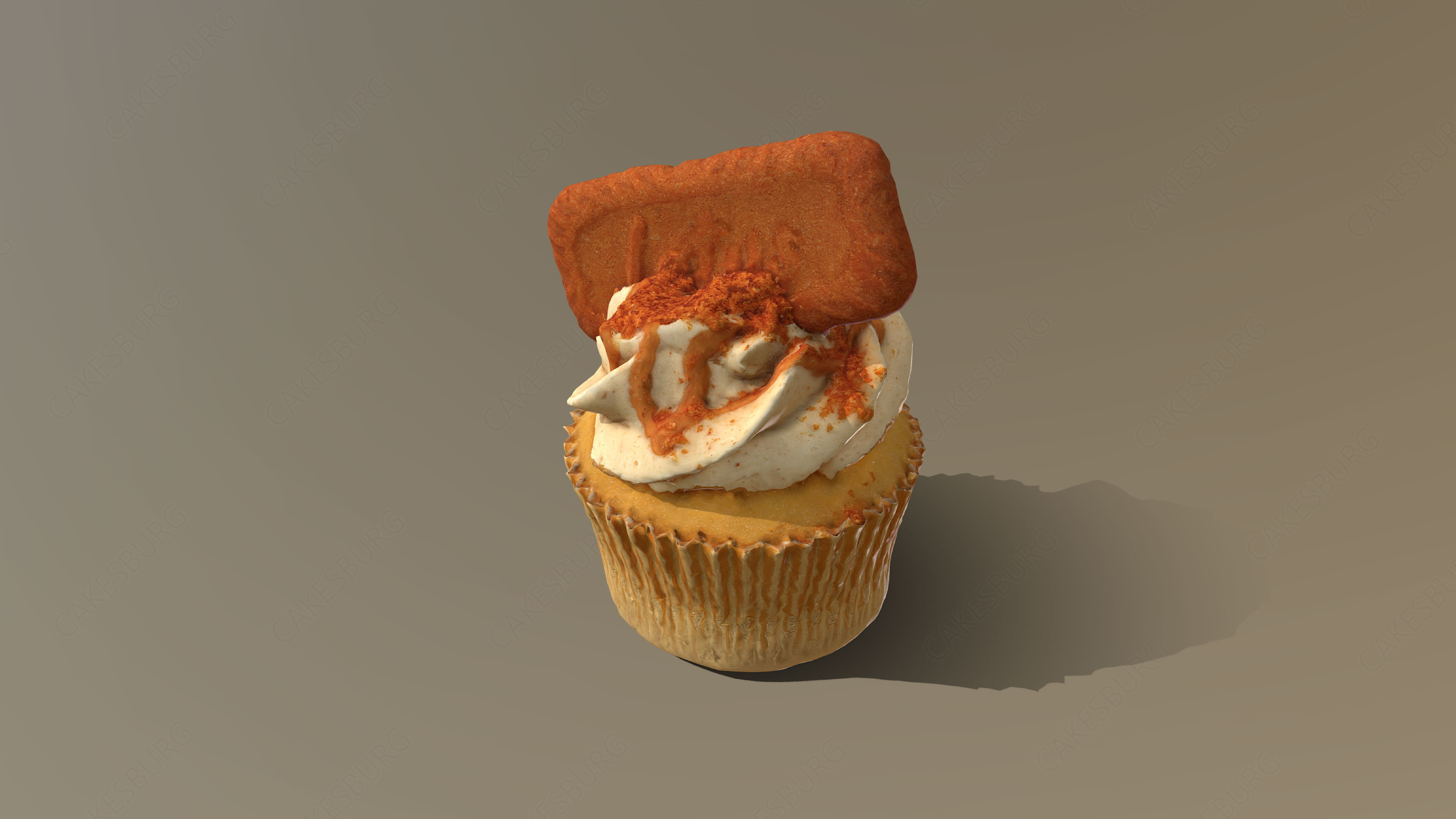 Biscoff Caramel Biscuit Cupcake 3D model_1