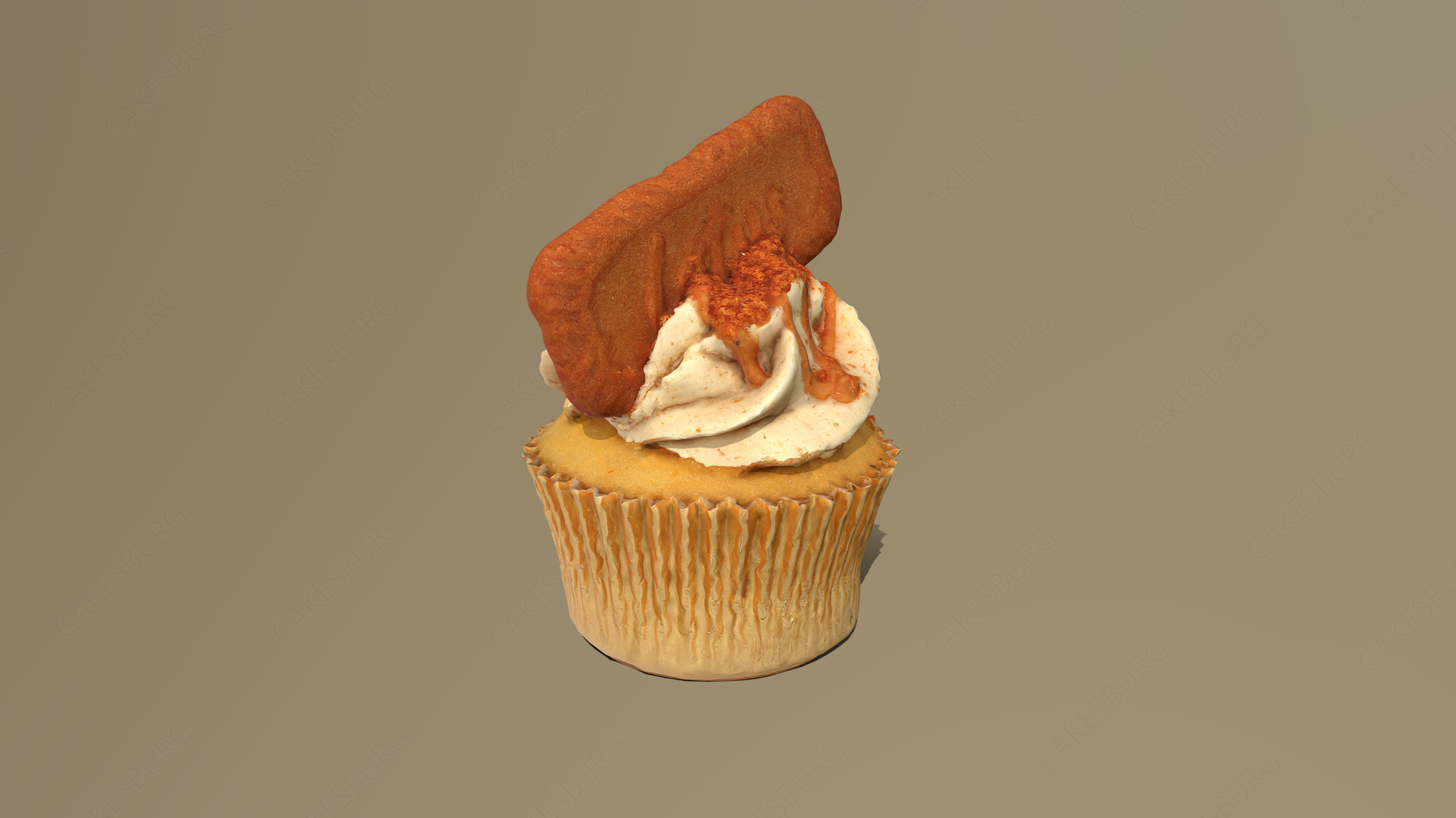 Biscoff Caramel Biscuit Cupcake 3D model_4