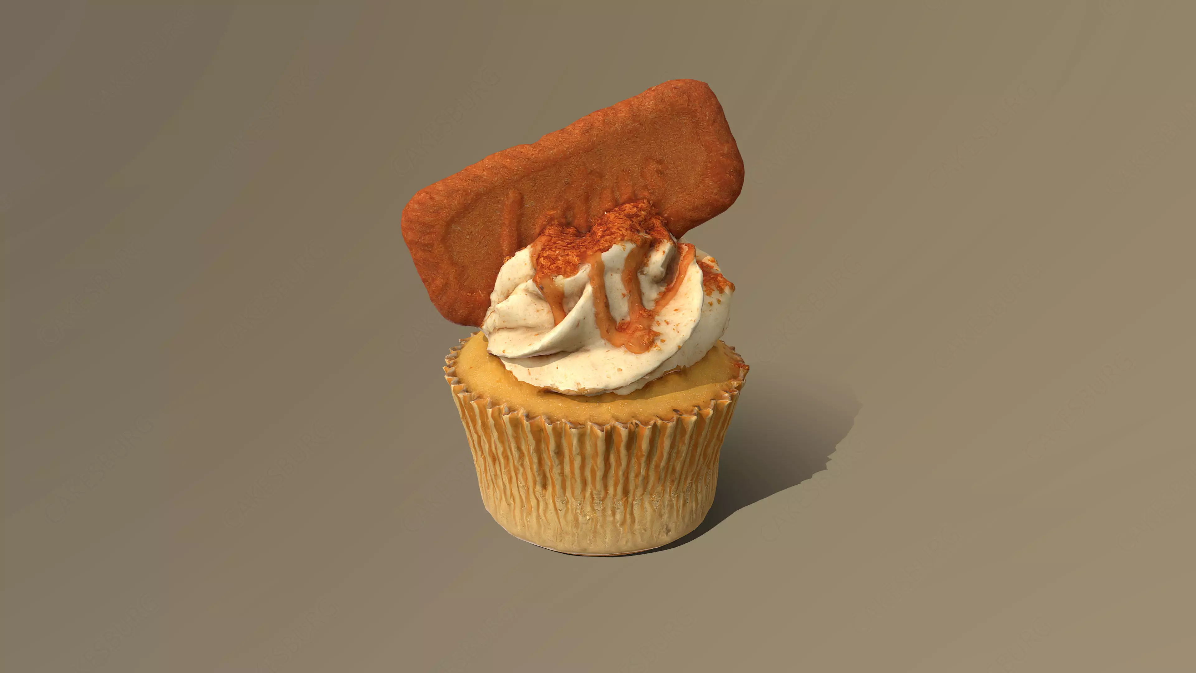 Biscoff Caramel Biscuit Cupcake 3D model_0