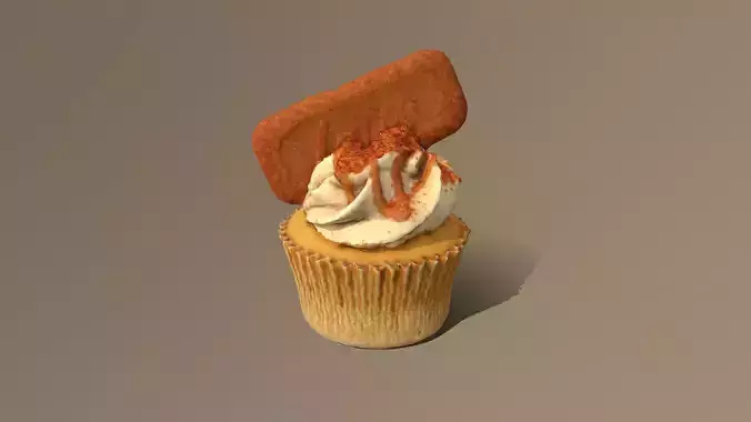 Biscoff Caramel Biscuit Cupcake 3D model