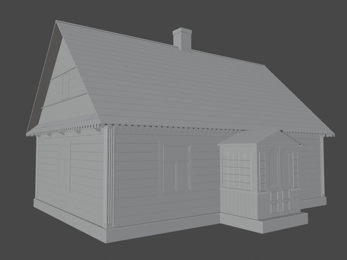 A traditional Polish house from 1934 Free 3D model_1