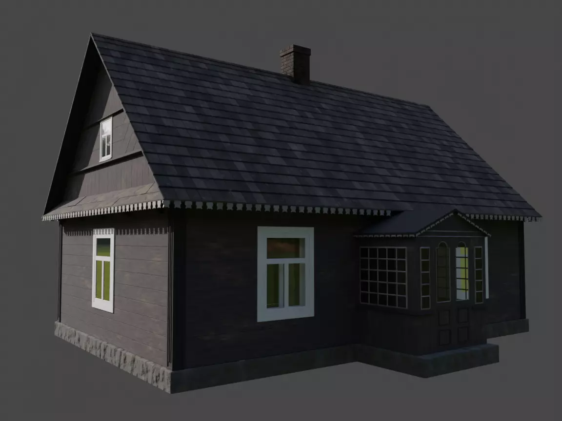A traditional Polish house from 1934 Free 3D model_0