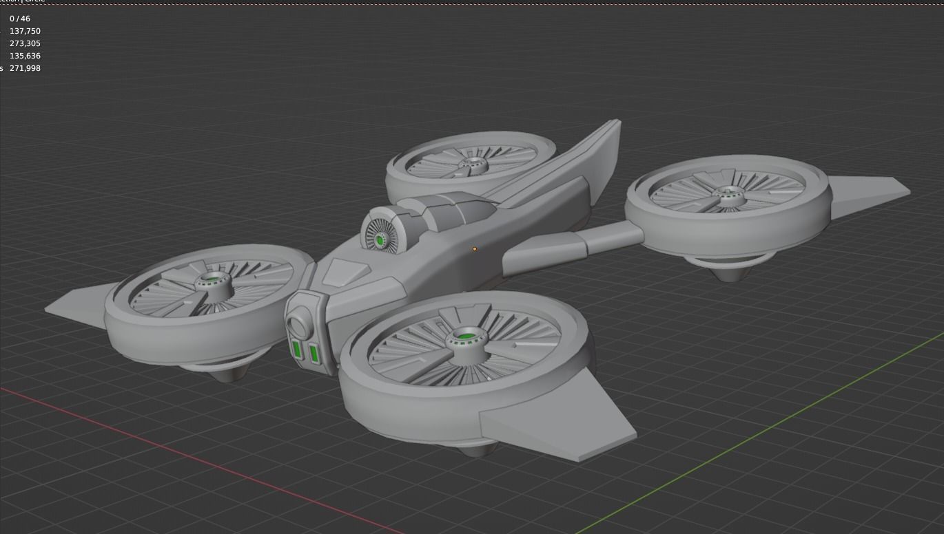 Sci-fi Drone with camera Low-poly 3D model_3