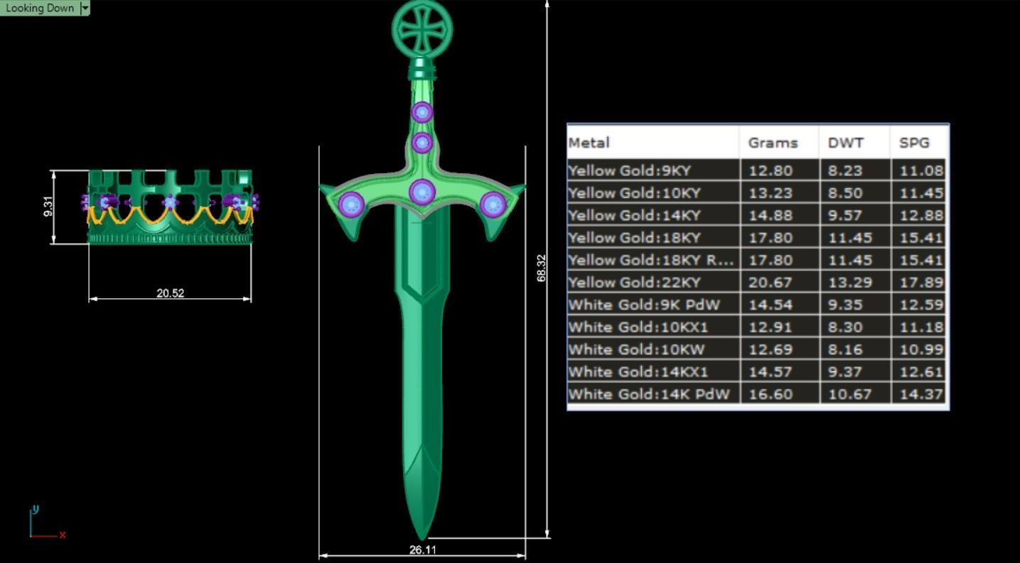 Scalibur Sword Pendant 3D Model 3D print model_6