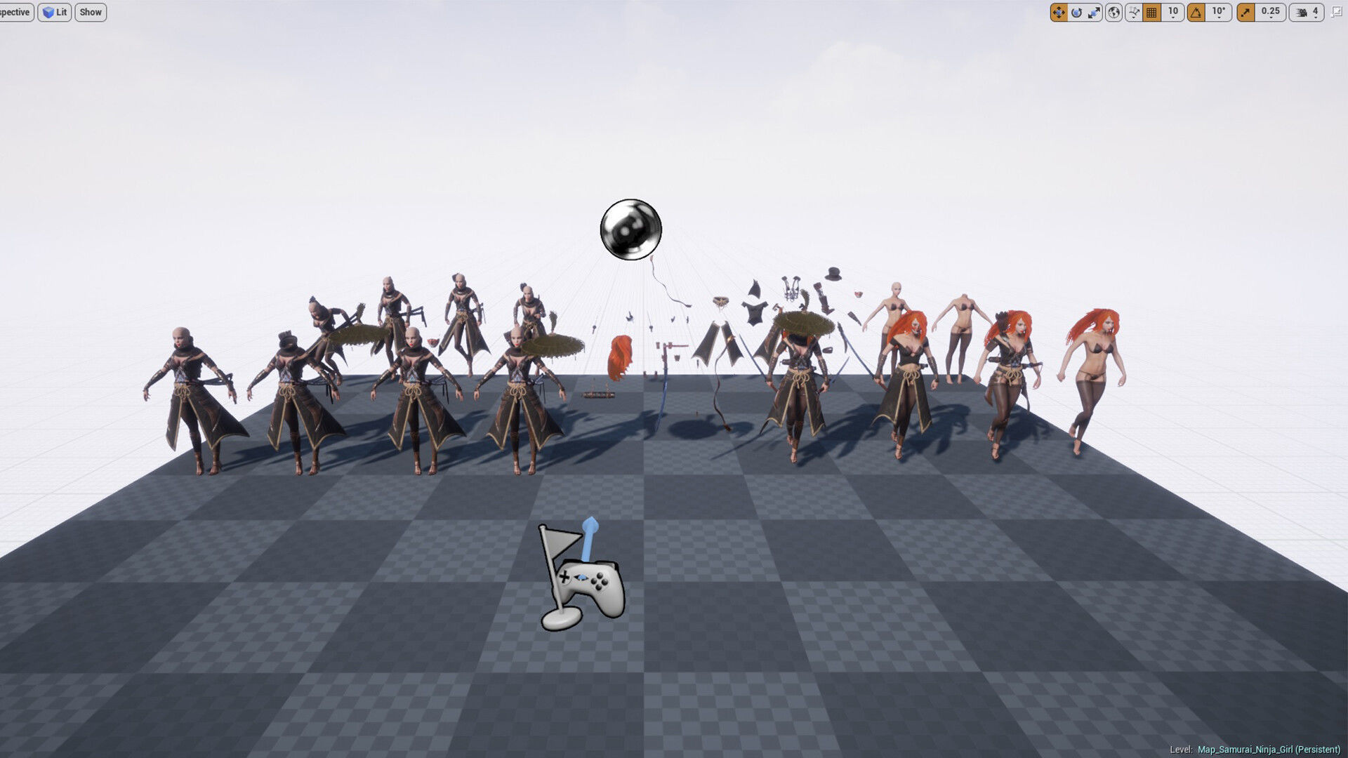 Samurai Ninja Girl Low-poly 3D model_13