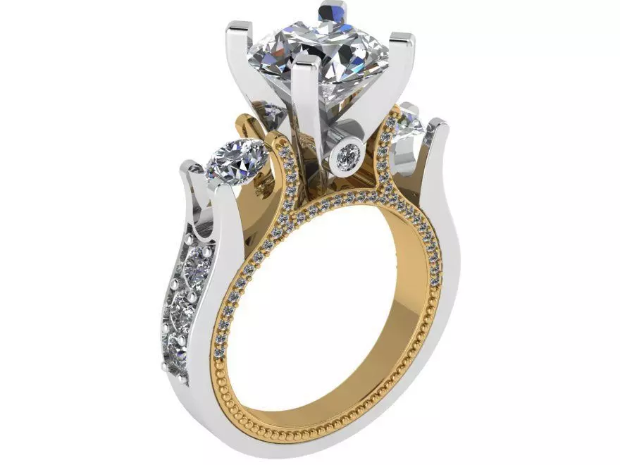 Peg Head Diamond Ring 0138 3D print model_0