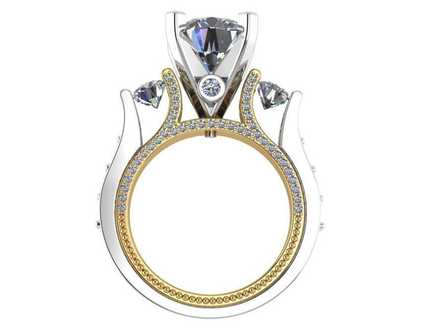 Peg Head Diamond Ring 0138 3D print model_2