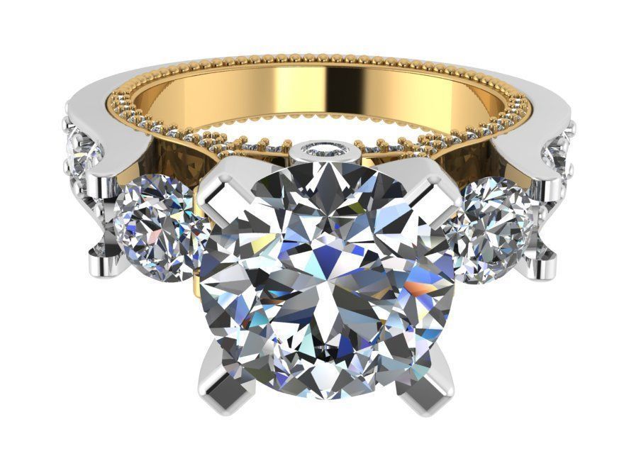 Peg Head Diamond Ring 0138 3D print model_1