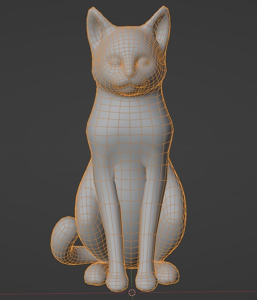 Cat Sitting Metal Statuette Low-poly Low-poly 3D model_5