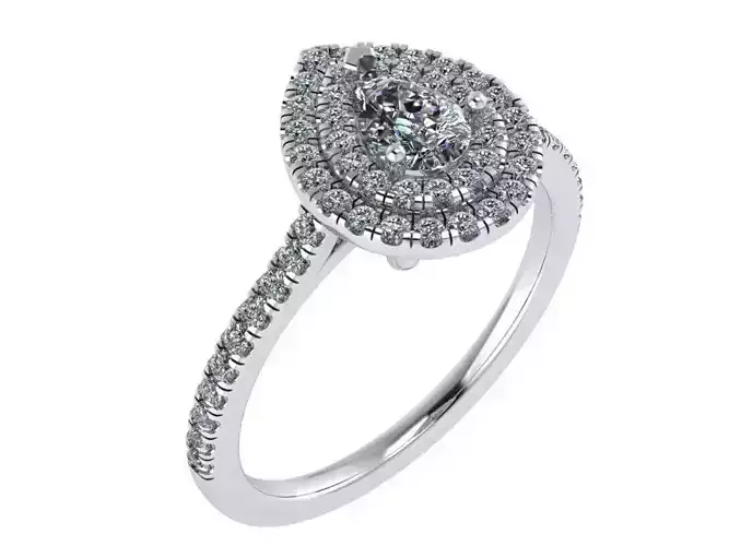 Pear Shape Double Halo Ring 0139