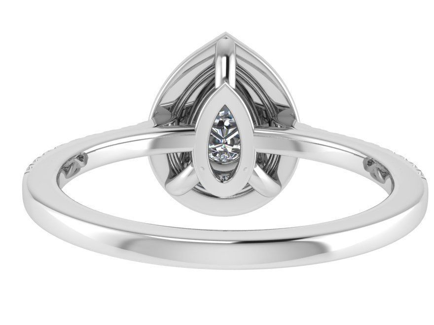Pear Shape Double Halo Ring 0139 3D print model_3