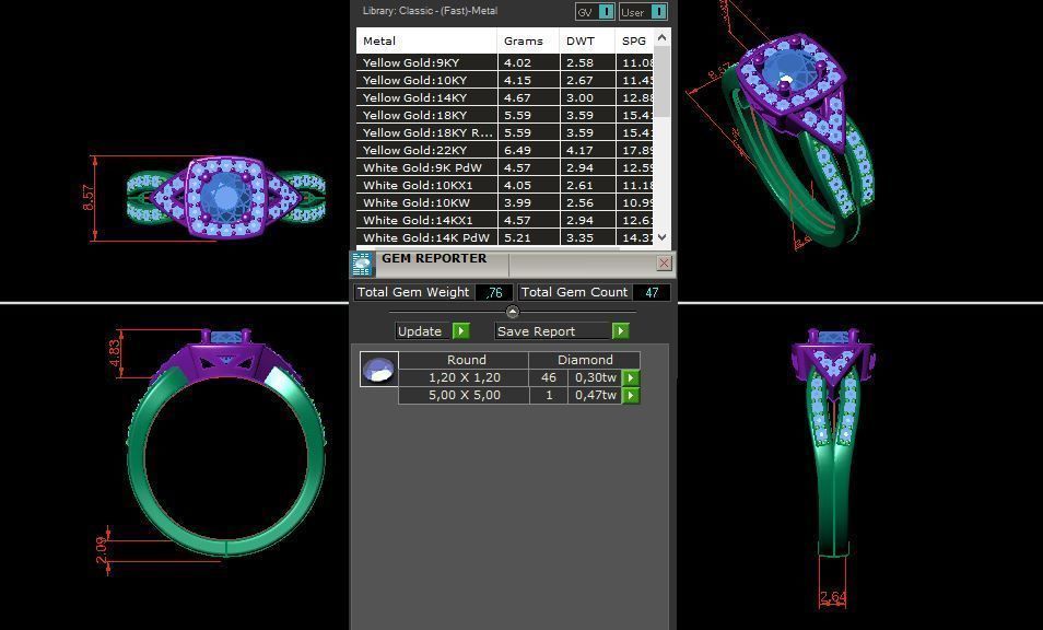  solitaire with ring sizes  8 part S49 3D print model_12