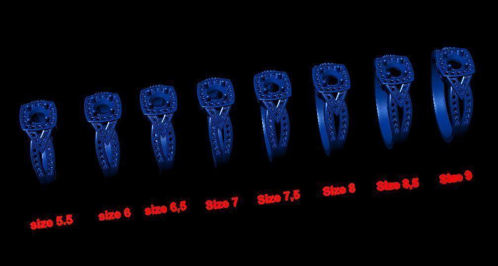  solitaire with ring sizes  8 part S49 3D print model_13