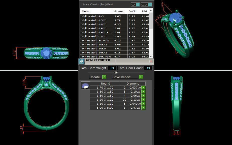  solitaire with ring sizes  8 part S52 3D print model_12