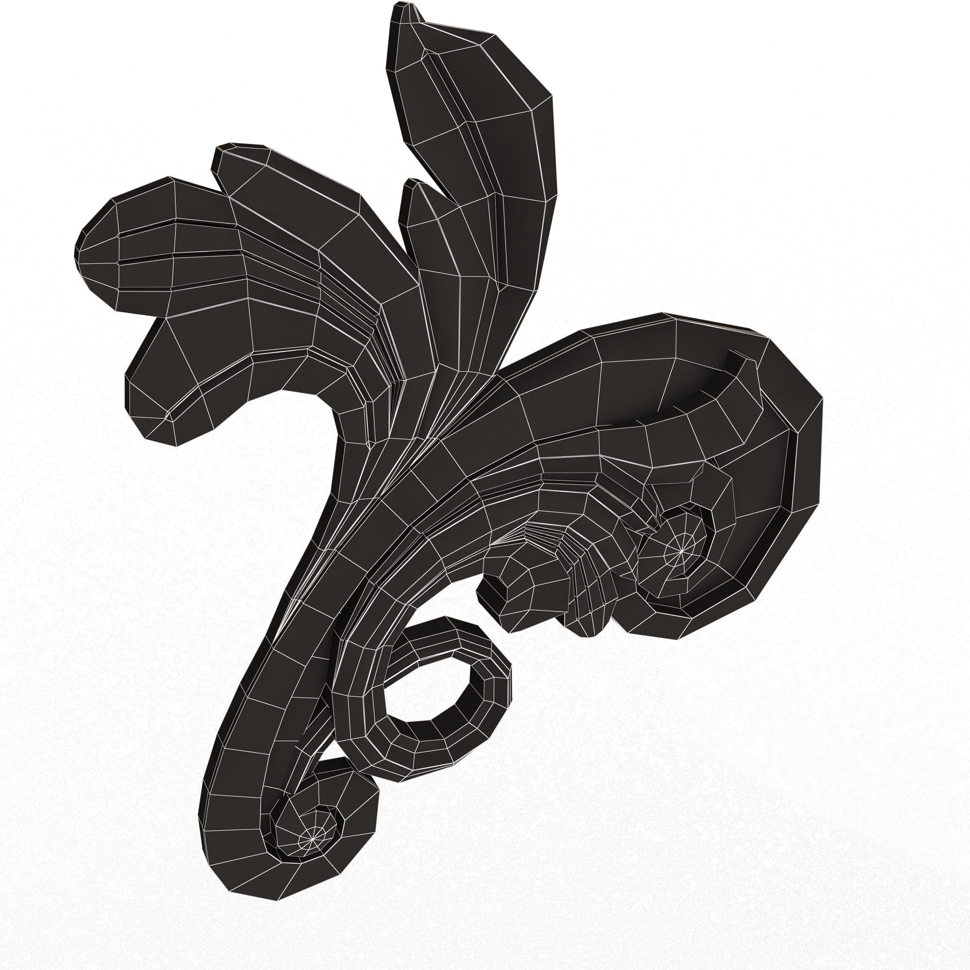 Carved Flower Decor 05 Low-poly 3D model_13