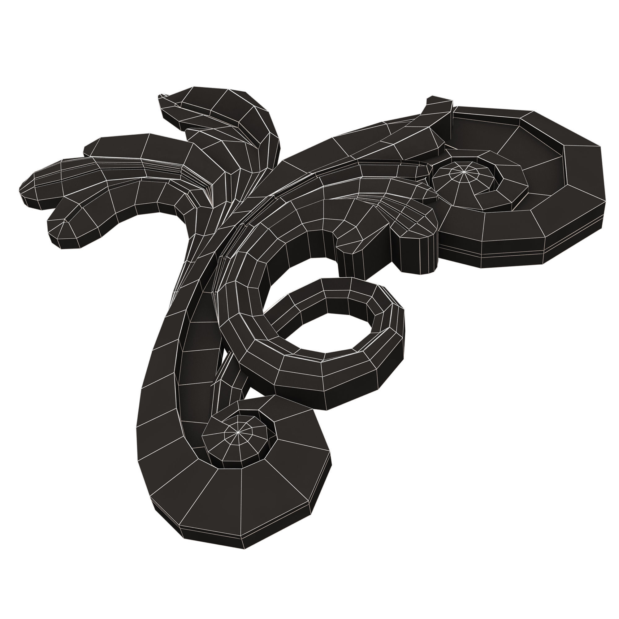 Carved Flower Decor 05 Low-poly 3D model_17