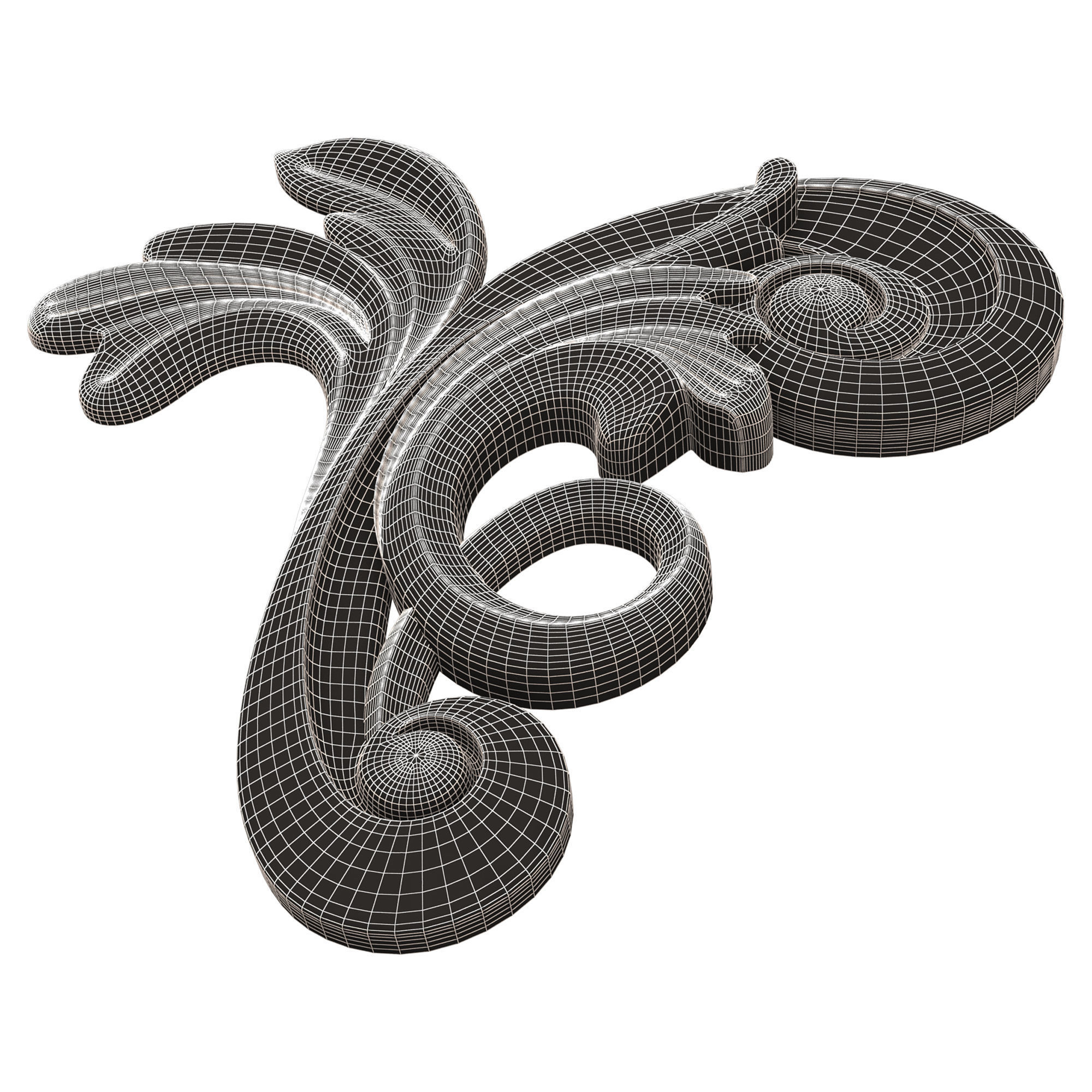 Carved Flower Decor 05 Low-poly 3D model_11