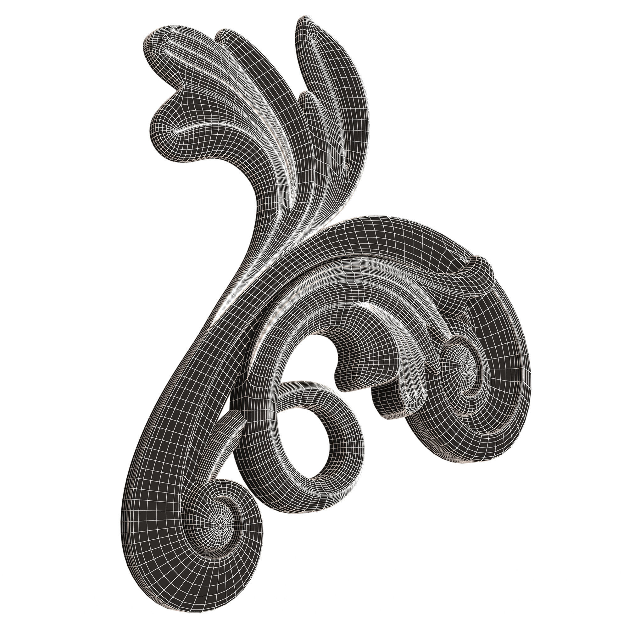 Carved Flower Decor 05 Low-poly 3D model_9