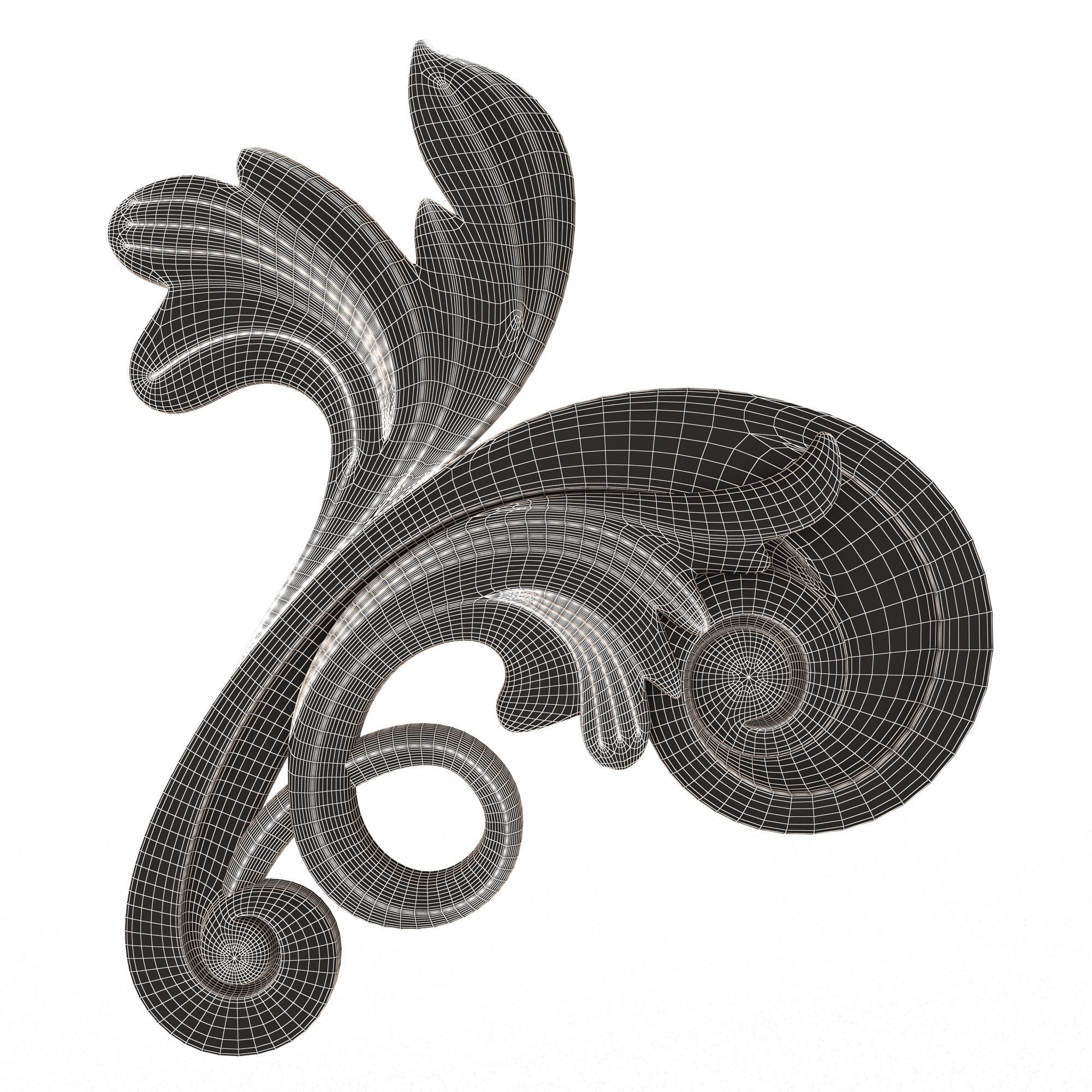 Carved Flower Decor 05 Low-poly 3D model_6