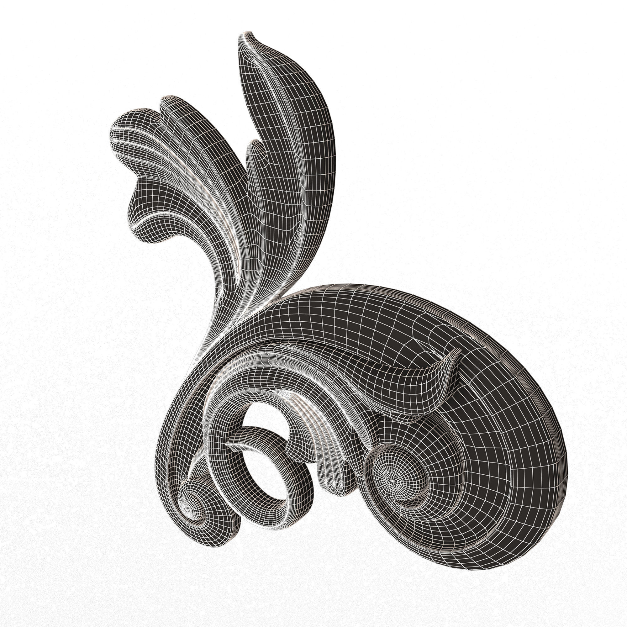 Carved Flower Decor 05 Low-poly 3D model_8