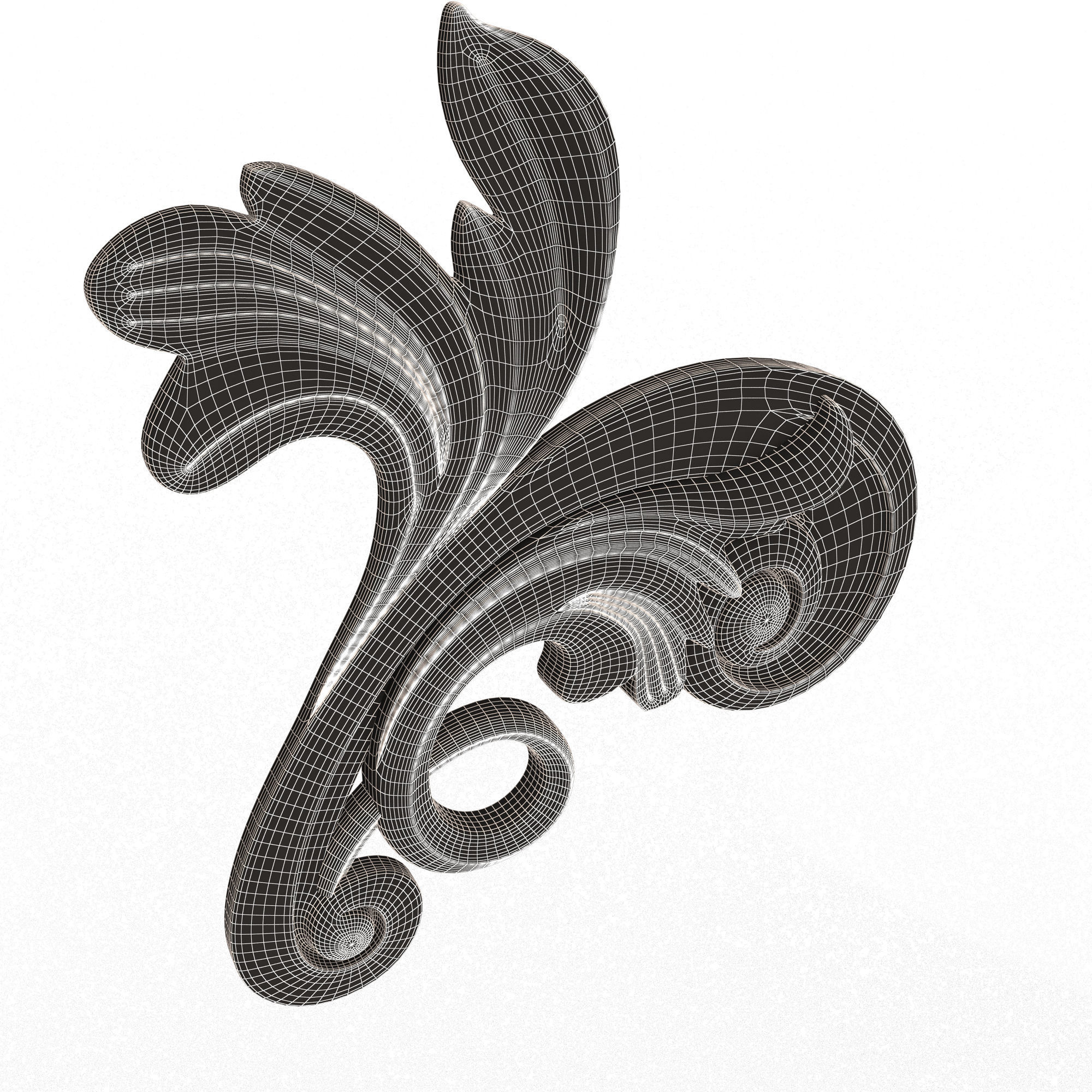 Carved Flower Decor 05 Low-poly 3D model_7