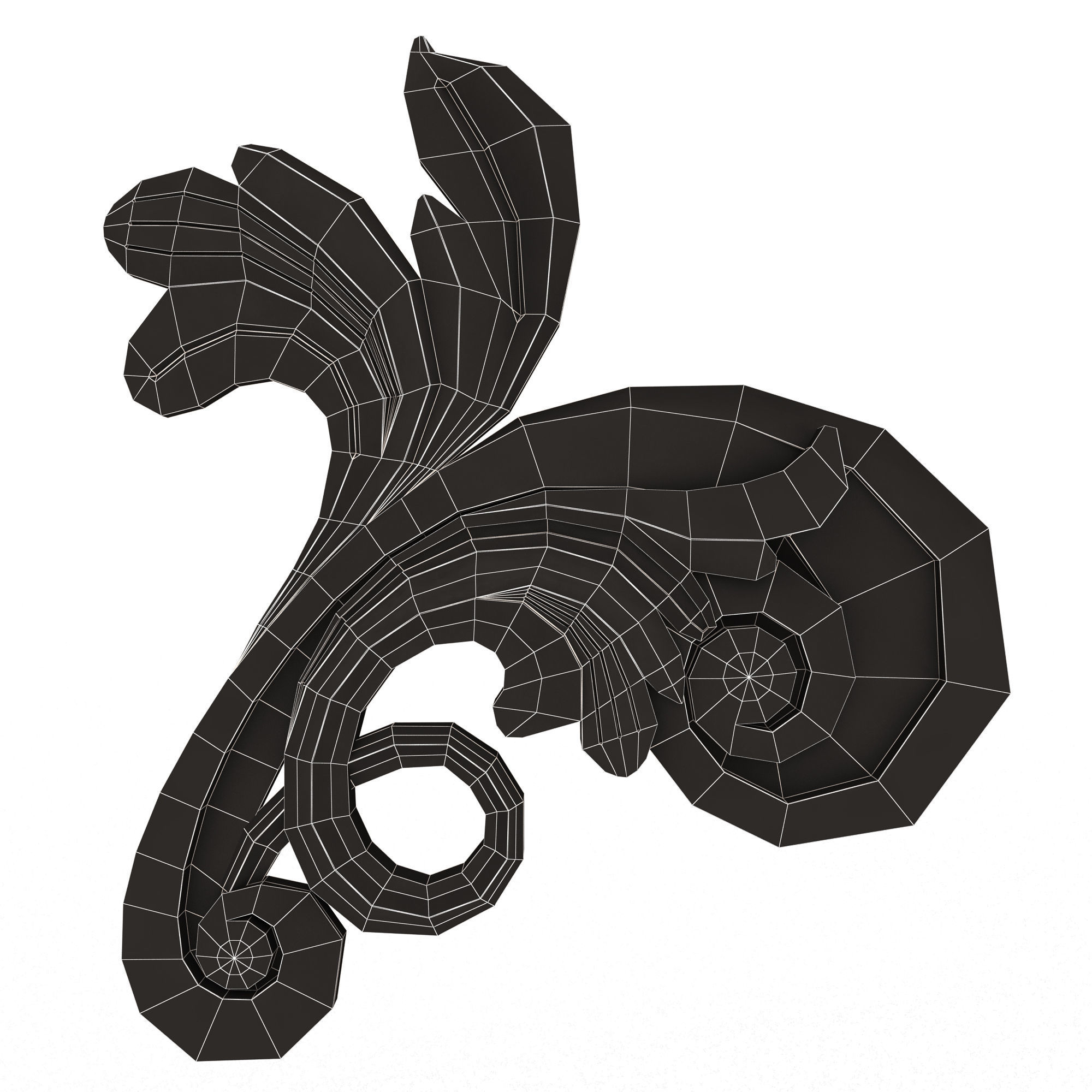 Carved Flower Decor 05 Low-poly 3D model_12