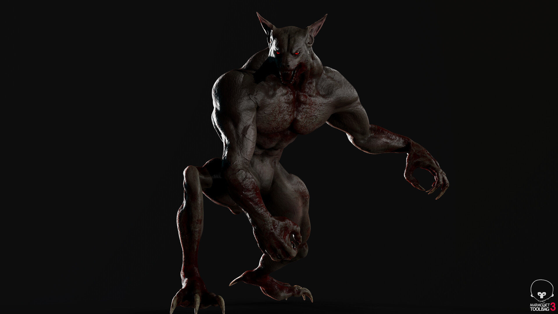 werewolf Low-poly 3D model_4