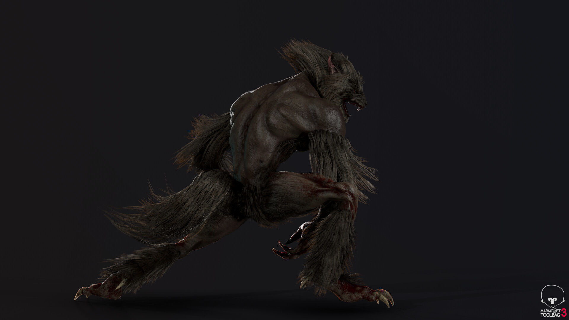 werewolf Low-poly 3D model_12